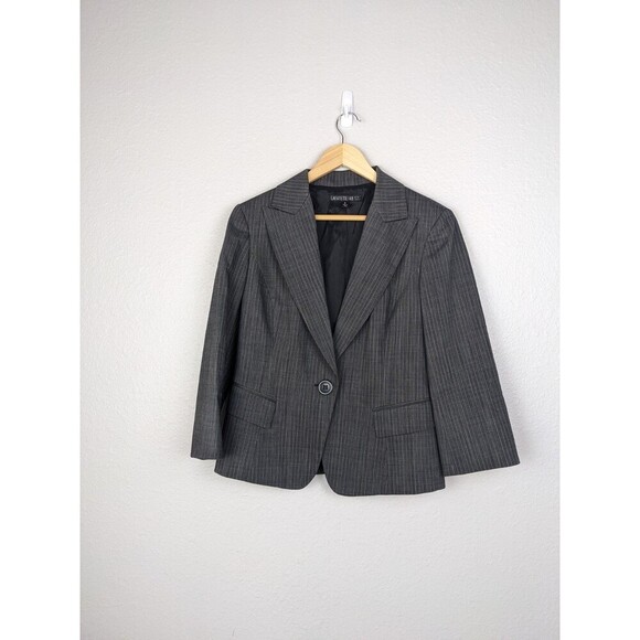 Lafayette 148 New York Bellene Stripe Jacket Gray Size 8 - Picture 1 of 5